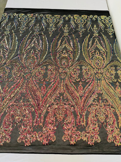 Big Sequin Damask Fabric 54” Wide| New Creations Fabric & Foam Inc.