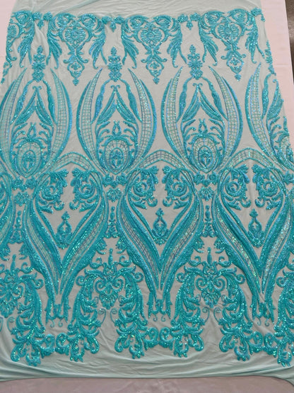 Big Sequin Damask Fabric 54” Wide| New Creations Fabric & Foam Inc.