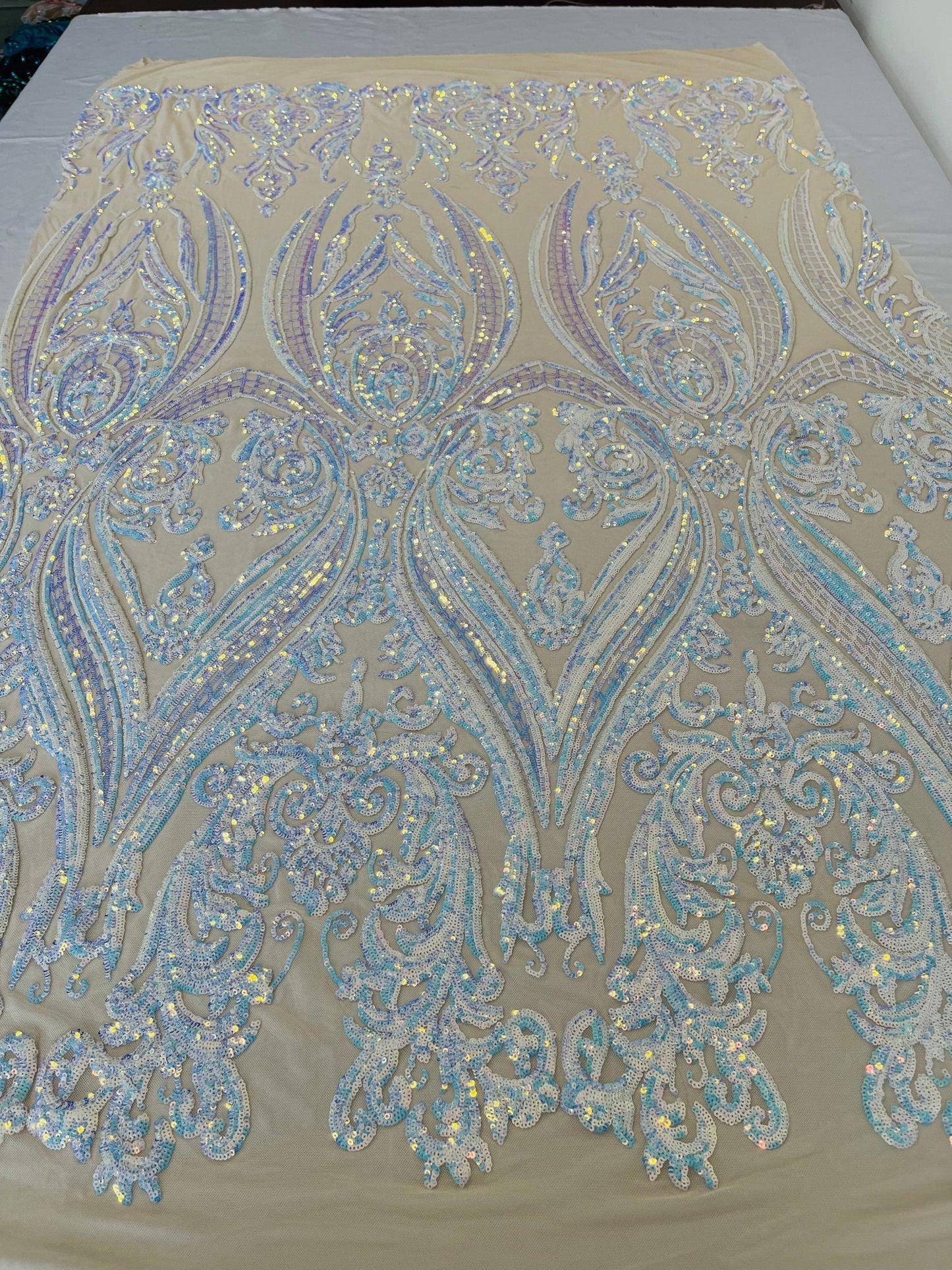 Big Sequin Damask Fabric 54” Wide| New Creations Fabric & Foam Inc.