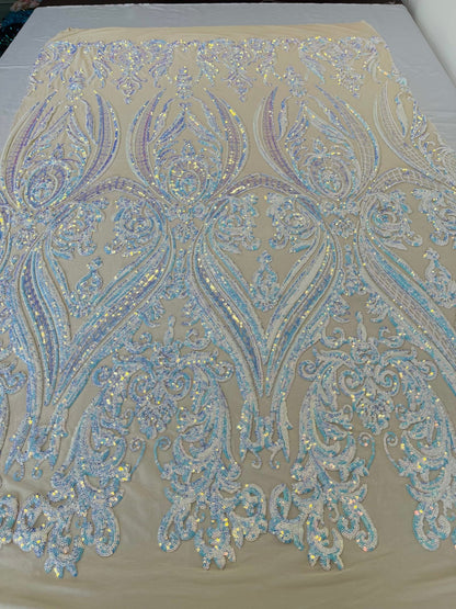 Big Sequin Damask Fabric 54” Wide| New Creations Fabric & Foam Inc.
