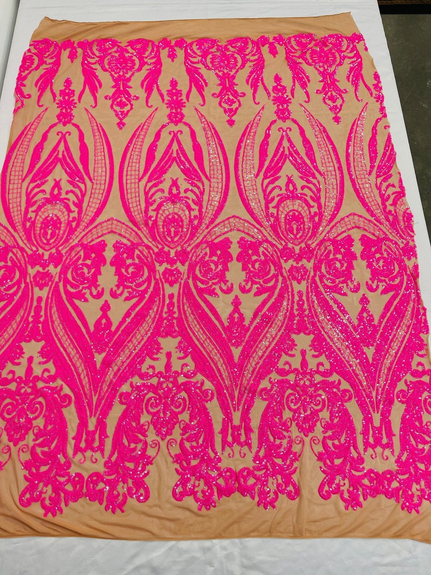Big Sequin Damask Fabric 54” Wide| New Creations Fabric & Foam Inc.