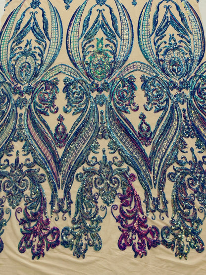 Big Sequin Damask Fabric 54” Wide| New Creations Fabric & Foam Inc.