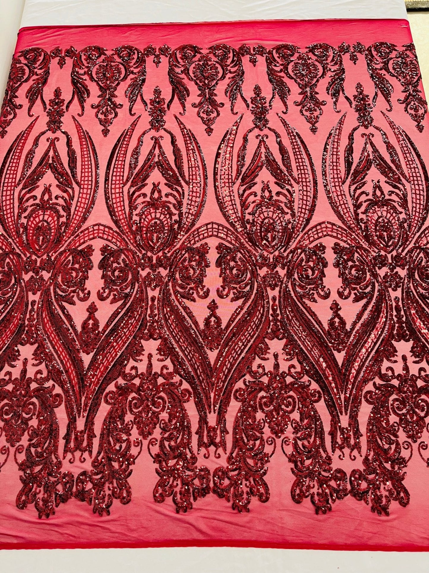 Big Sequin Damask Fabric 54” Wide| New Creations Fabric & Foam Inc.