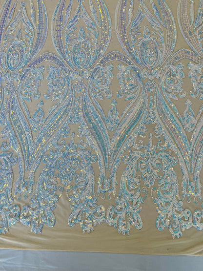 Big Sequin Damask Fabric 54” Wide| New Creations Fabric & Foam Inc.