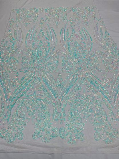 Big Sequin Damask Fabric 54” Wide| New Creations Fabric & Foam Inc.