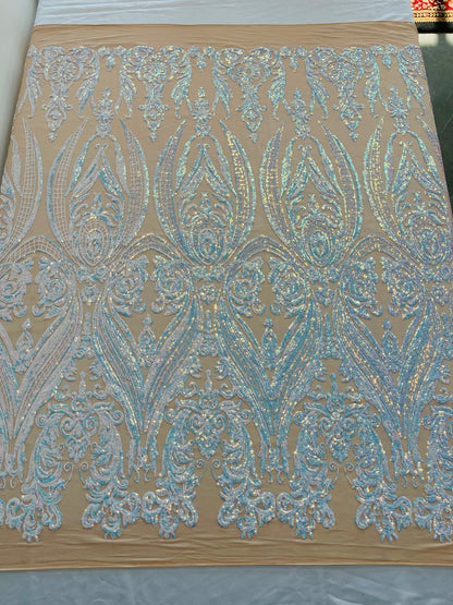 Big Sequin Damask Fabric 54” Wide| New Creations Fabric & Foam Inc.