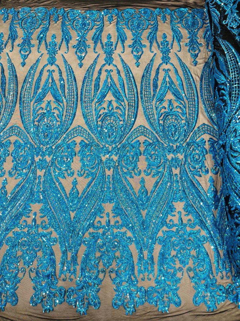 Big Sequin Damask Fabric 54” Wide| New Creations Fabric & Foam Inc.