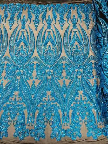 Big Sequin Damask Fabric 54” Wide| New Creations Fabric & Foam Inc.