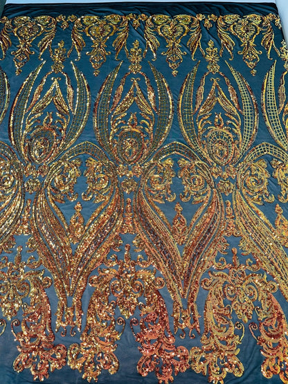 Big Sequin Damask Fabric 54” Wide| New Creations Fabric & Foam Inc.