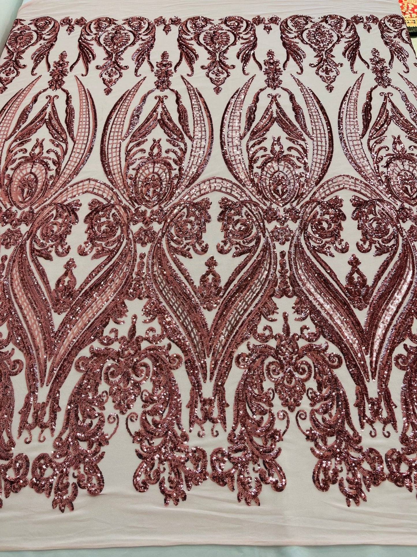 Big Sequin Damask Fabric 54” Wide| New Creations Fabric & Foam Inc.