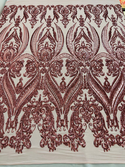 Big Sequin Damask Fabric 54” Wide| New Creations Fabric & Foam Inc.