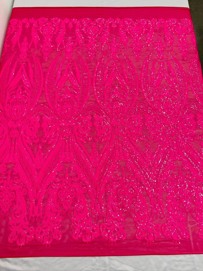 Big Sequin Damask Fabric 54” Wide| New Creations Fabric & Foam Inc.