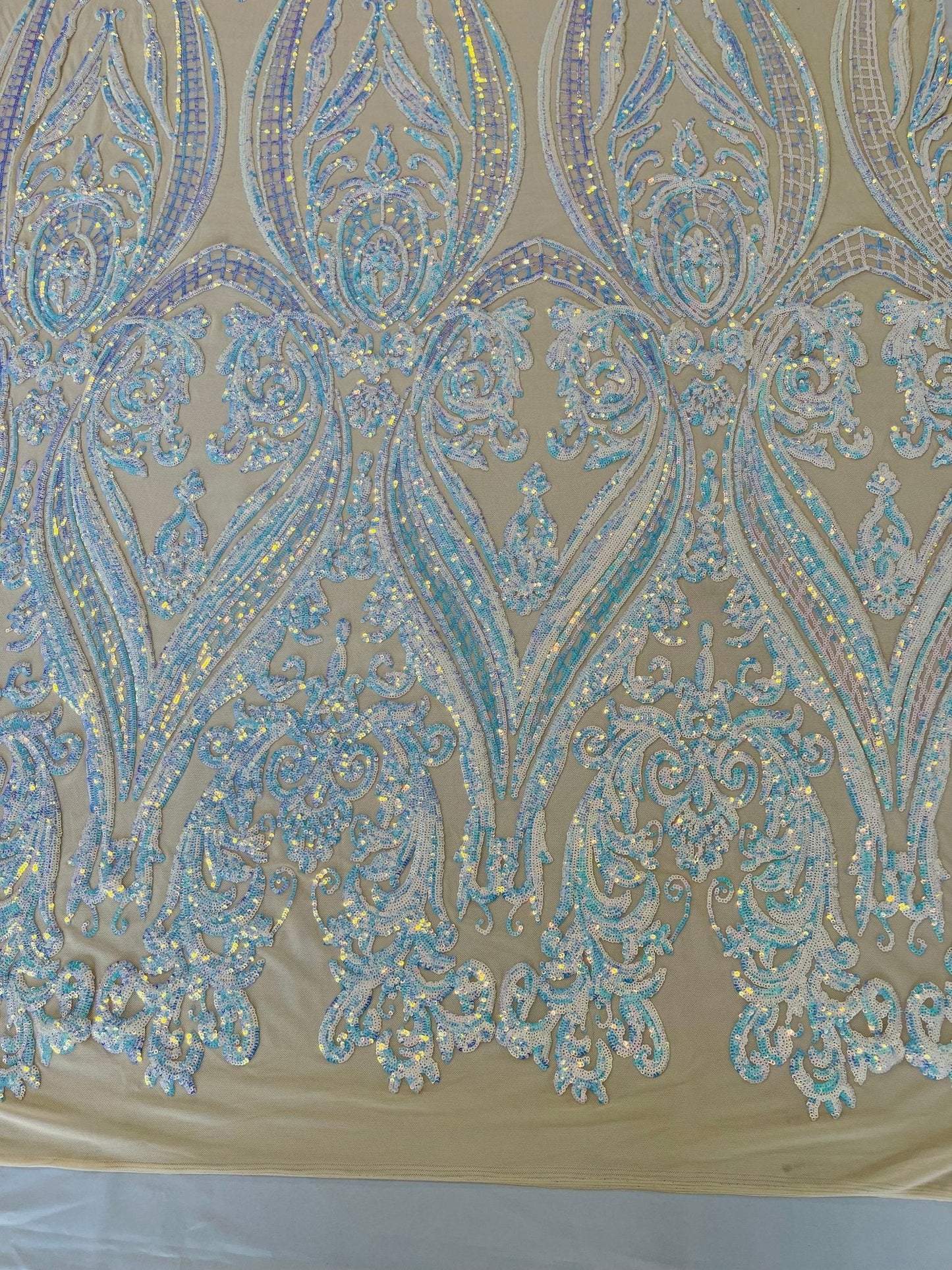 Big Sequin Damask Fabric 54” Wide| New Creations Fabric & Foam Inc.