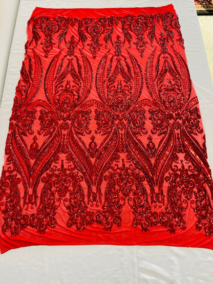 Big Sequin Damask Fabric 54” Wide| New Creations Fabric & Foam Inc.