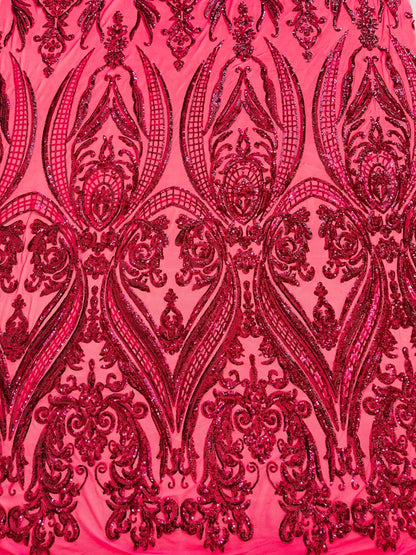 Big Sequin Damask Fabric 54” Wide| New Creations Fabric & Foam Inc.