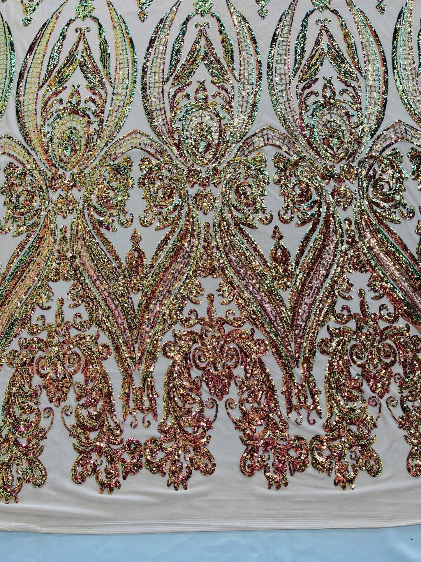 Big Sequin Damask Fabric 54” Wide| New Creations Fabric & Foam Inc.