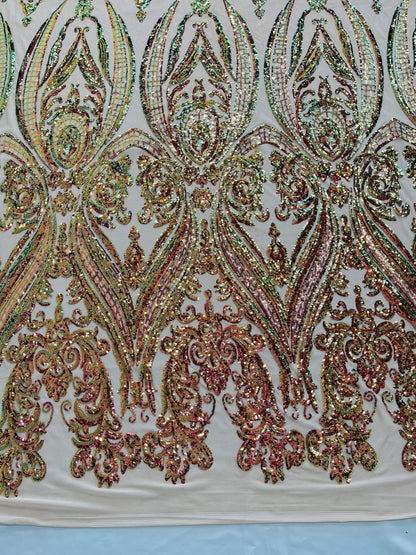 Big Sequin Damask Fabric 54” Wide| New Creations Fabric & Foam Inc.