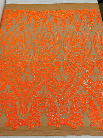 Big Sequin Damask Fabric 54” Wide| New Creations Fabric & Foam Inc.