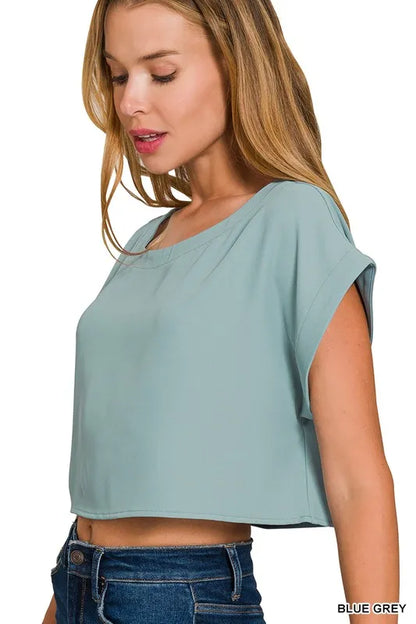 Zenana Heavy Woven Span Crop Tee & Skirt Set