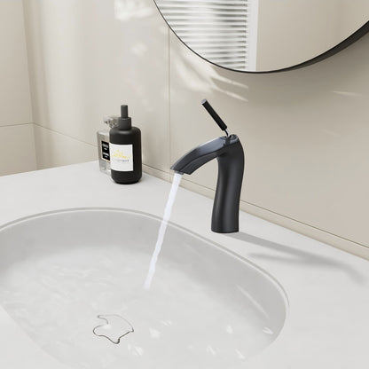 Matte Black Single Handle Basin Faucet | Brass, 7.99 in.