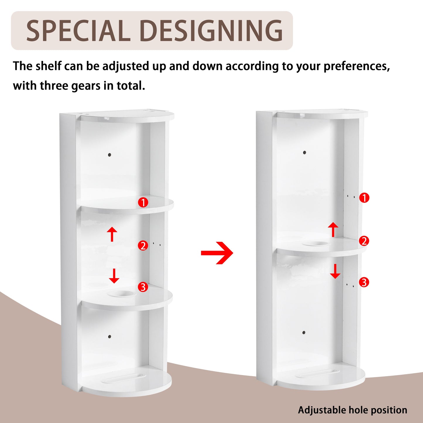 Glossy White 12' Bathroom Wall-Mounted Storage Rack with Float Mounting Design, Durable Plywood