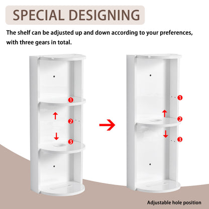 Glossy White 12' Bathroom Wall-Mounted Storage Rack with Float Mounting Design, Durable Plywood