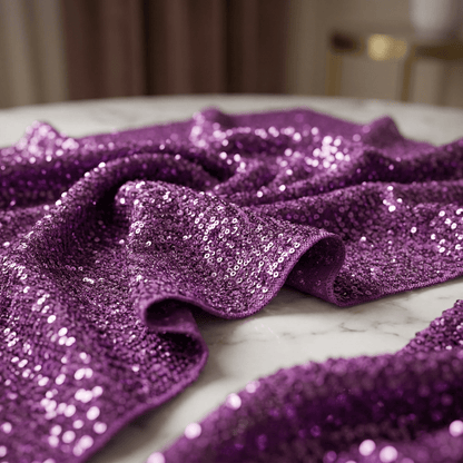 Chain Sequin Stretch Mesh Fabric by the Yard 54” Wide – Iridescent 4 Way Stretch Sequin Fabric for Prom Dresses, Gowns, Costumes & Event Decor