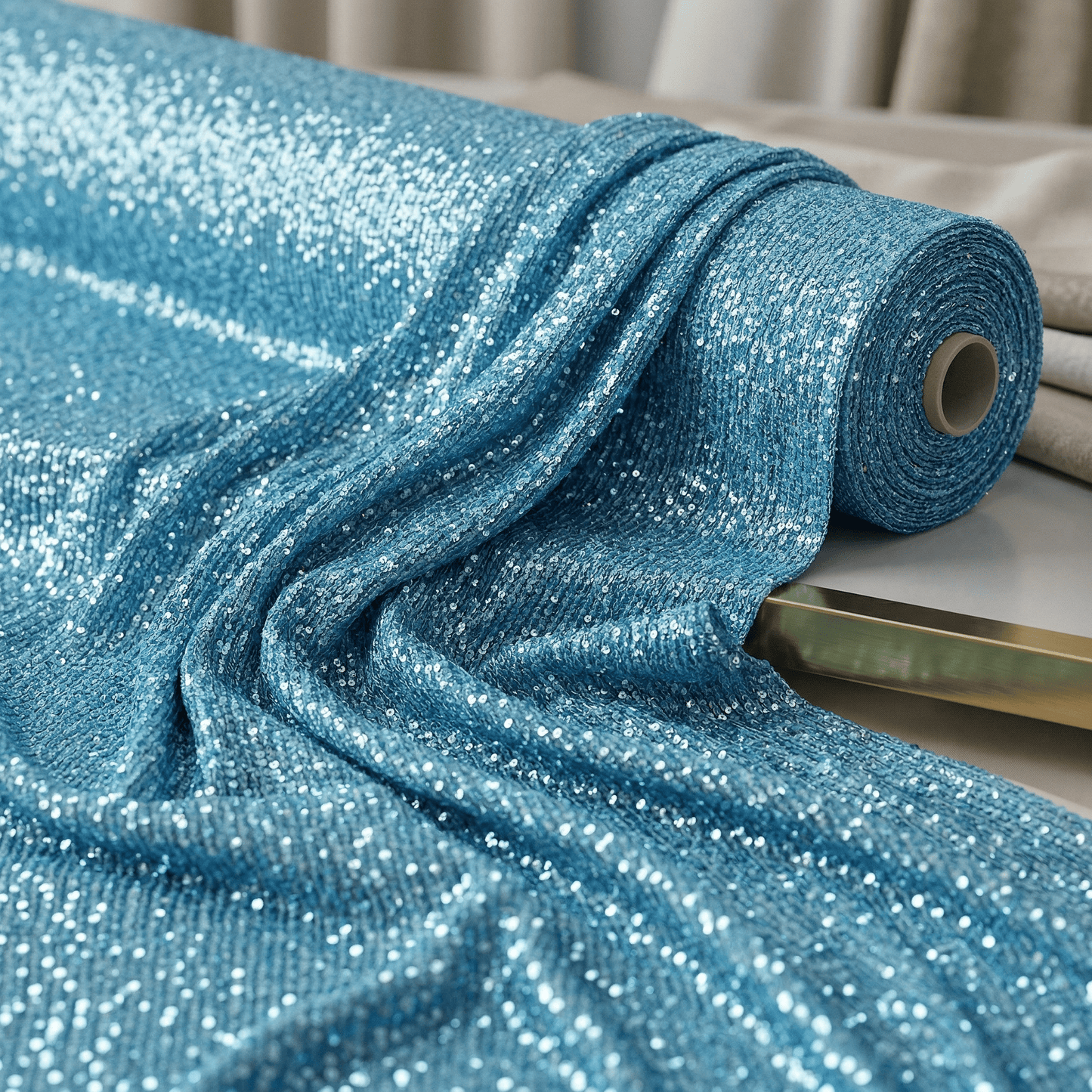 Chain Sequin Stretch Mesh Fabric by the Yard 54” Wide – Iridescent 4 Way Stretch Sequin Fabric for Prom Dresses, Gowns, Costumes & Event Decor