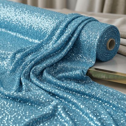 Chain Sequin Stretch Mesh Fabric by the Yard 54” Wide – Iridescent 4 Way Stretch Sequin Fabric for Prom Dresses, Gowns, Costumes & Event Decor
