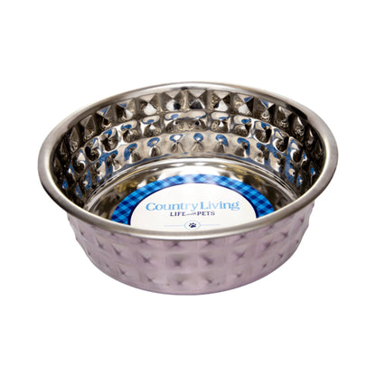 Country Living Set of 2 Hammered Stainless Steel Dog Bowls – Lavender