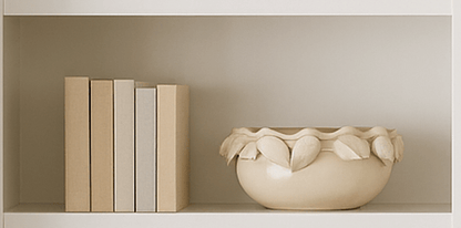 Cream Stoneware Bowl with Lemons – Decorative Accent