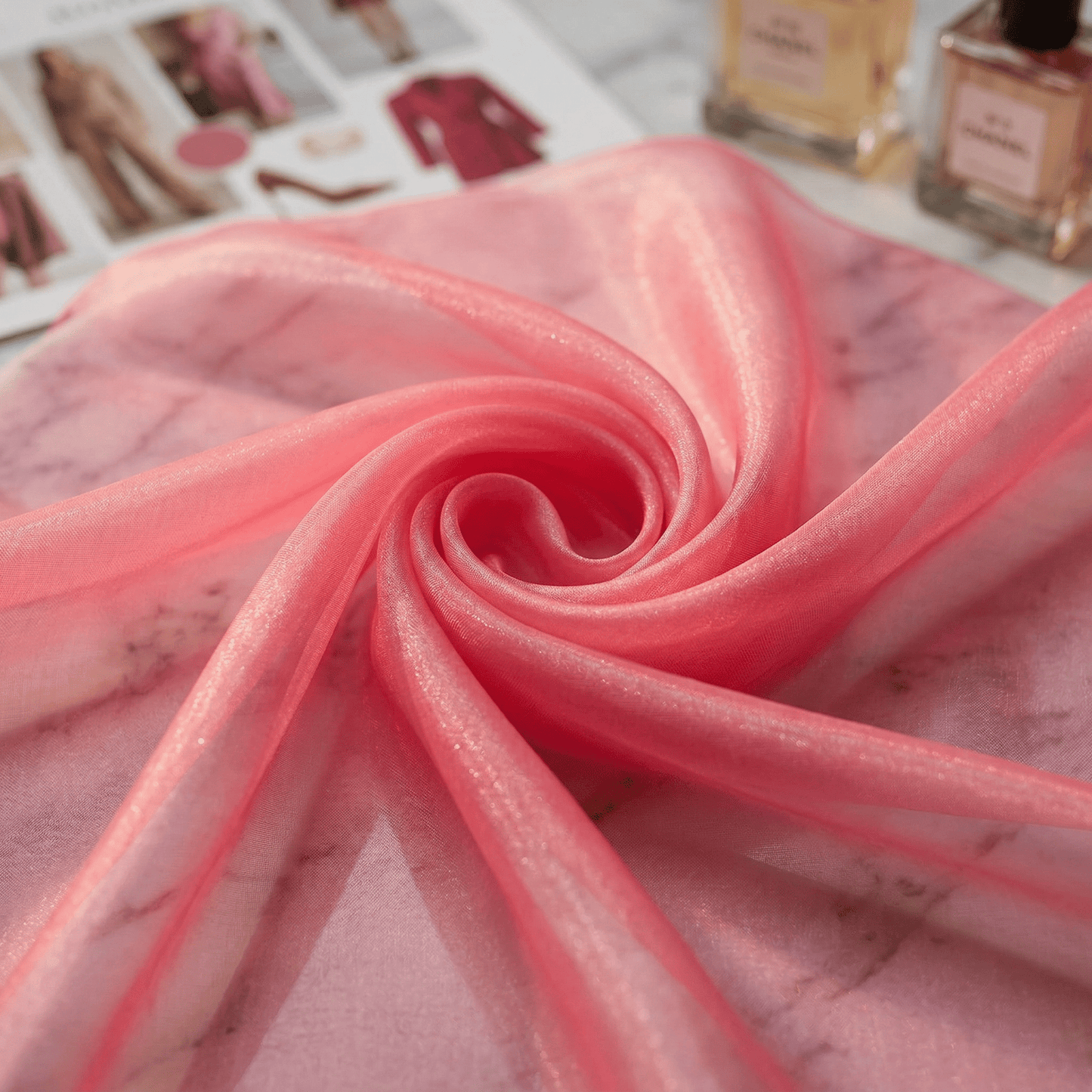 Crystal Organza Fabric by the Yard 60” Wide – Sheer Shiny Organza for Wedding Decor, Draping, Dresses, Curtains & Event Styling