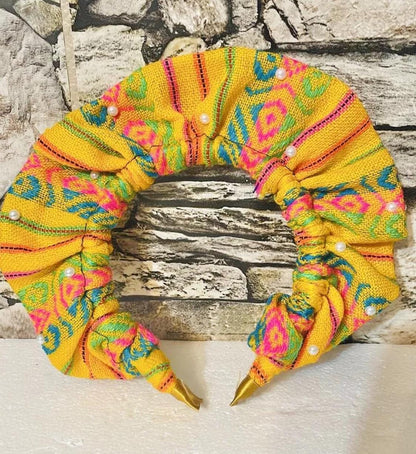 2x Diademas Mexicana Artesanales Tela Cambaya 2x Mexican Sarape Headbands Cambaya Cloth