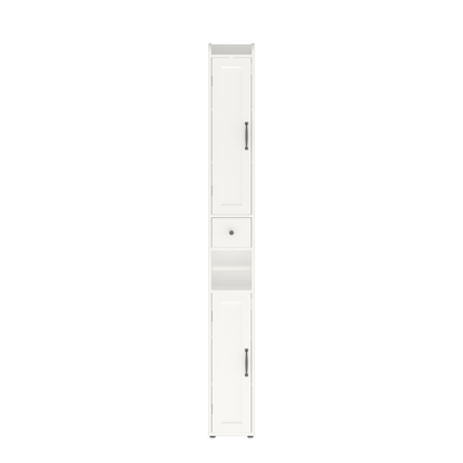 White Slim Tall Bathroom Storage Cabinet with Adjustable Shelves, 2 Doors Freestanding Cabinet for Small Spaces, Kitchen, Living Room, MDF Material, 67.51 inches High