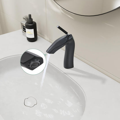 Matte Black Single Handle Basin Faucet | Brass, 7.99 in.