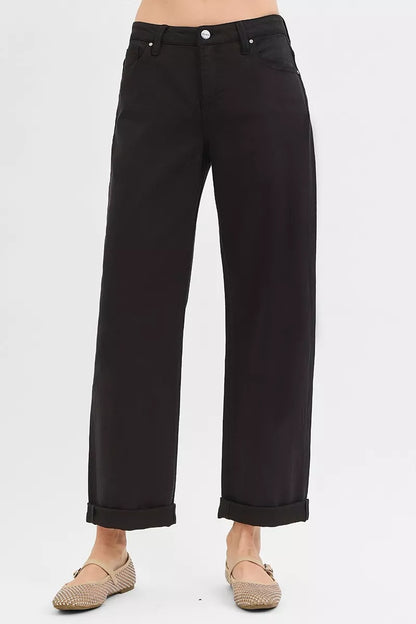 RISEN Tummy Control Mid Rise Ankle Barrel Relaxed Baggy