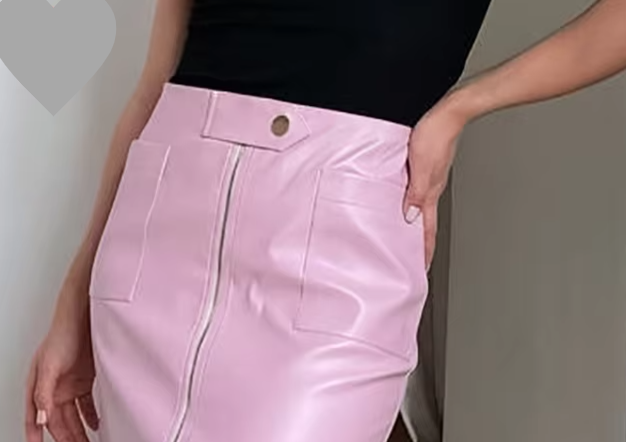 Pink Faux Leather Fashion Skirt