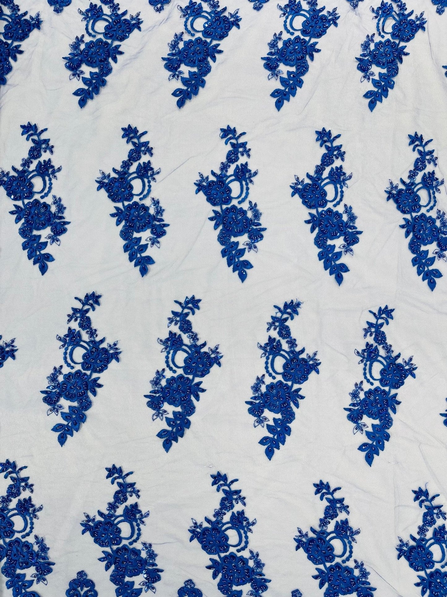 Elegant Beaded Floral Lace on Mesh 54" Wide | New Creation Fabric & Foam Inc.