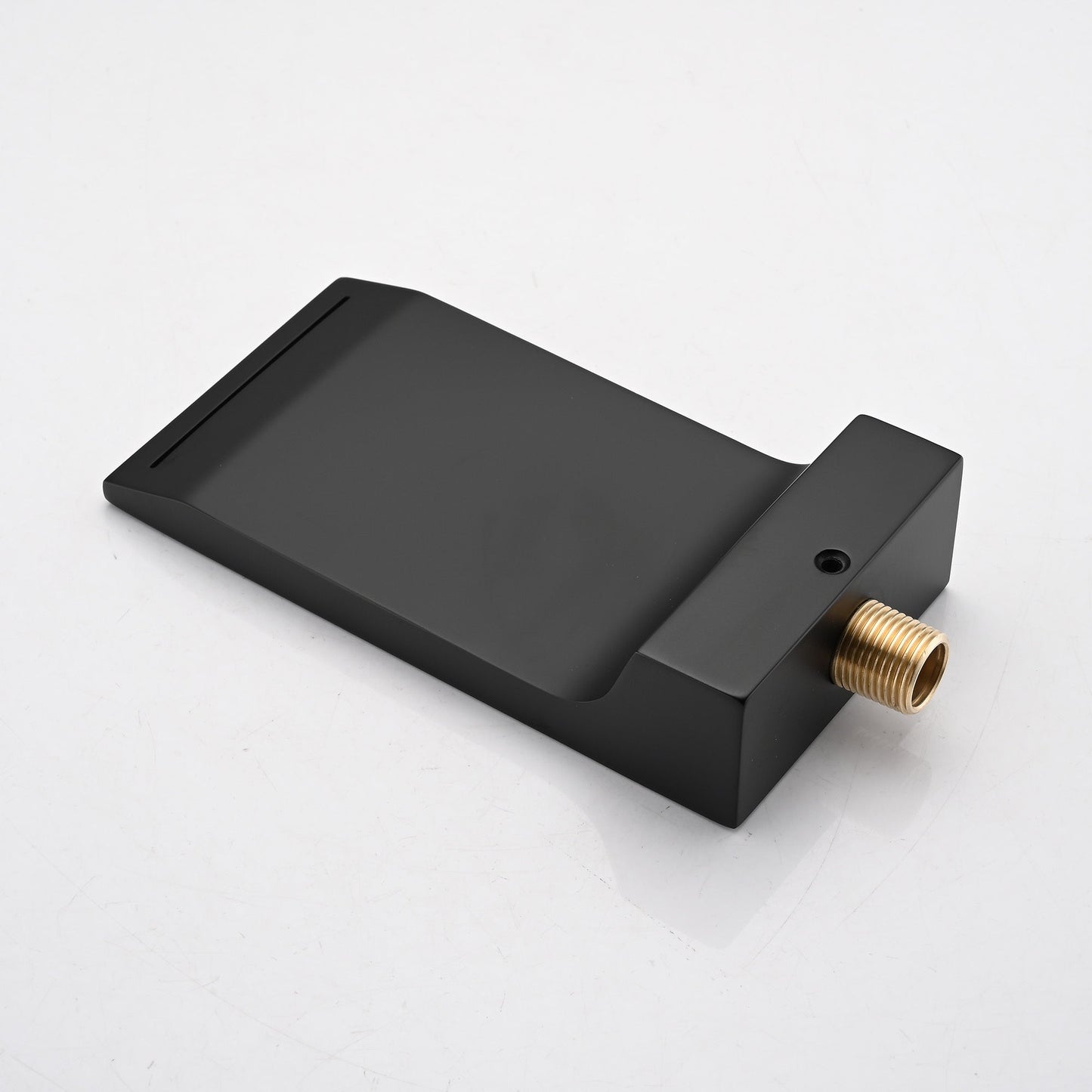 Modern Matte Black Wall Mount Bathroom Sink Faucet with Waterfall Spout and Brass Rough-in Valve