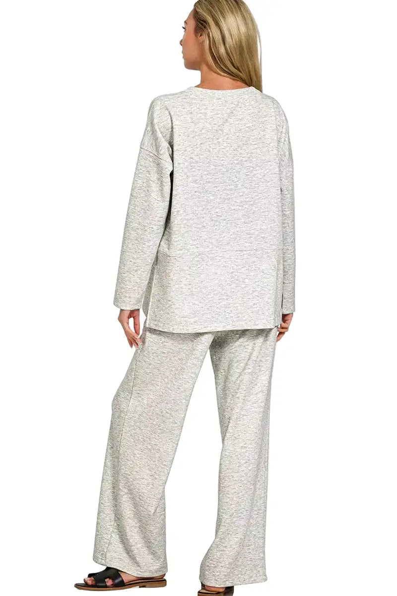 Zenana Scuba Side Slit Top and Pants Set