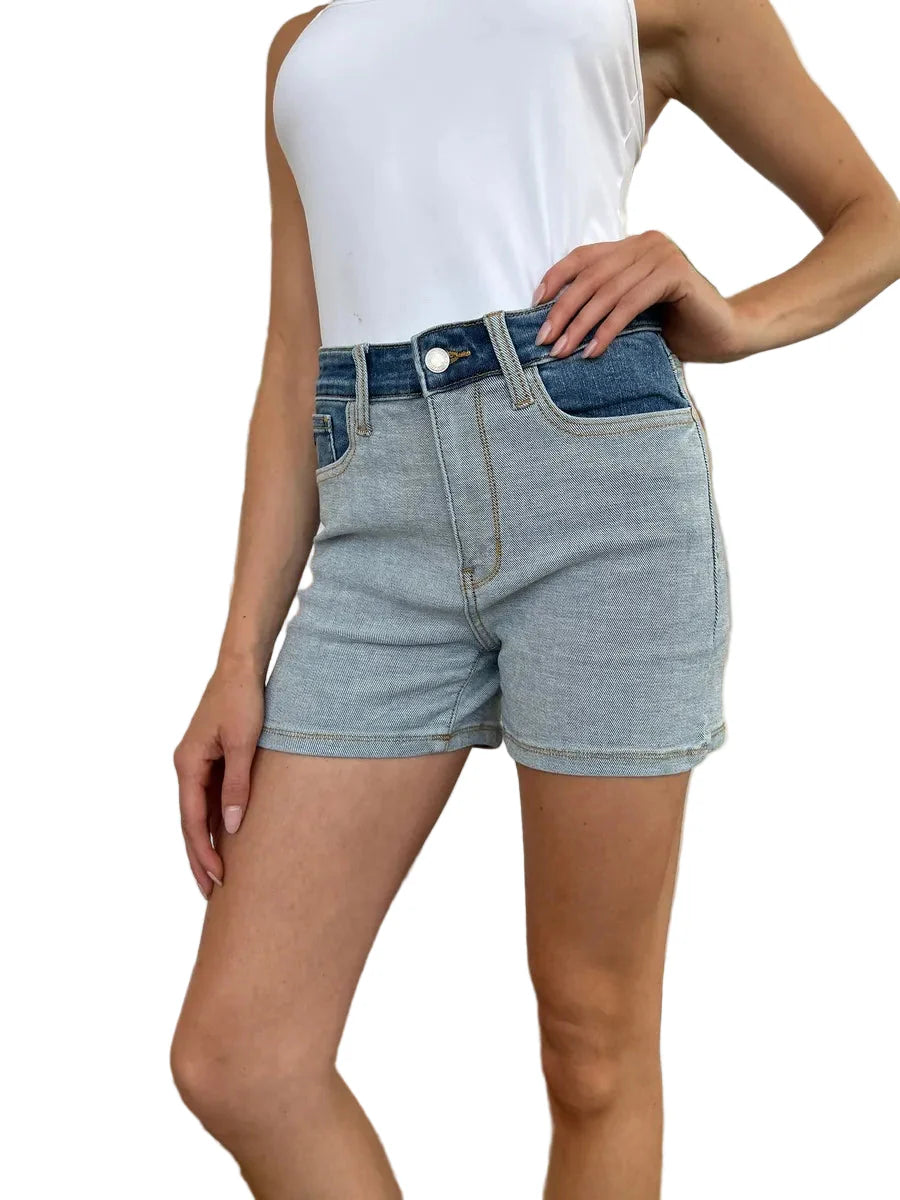 Judy Blue Full Size Color Block Denim Shorts