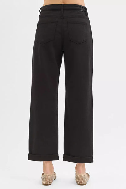 RISEN Tummy Control Mid Rise Ankle Barrel Relaxed Baggy