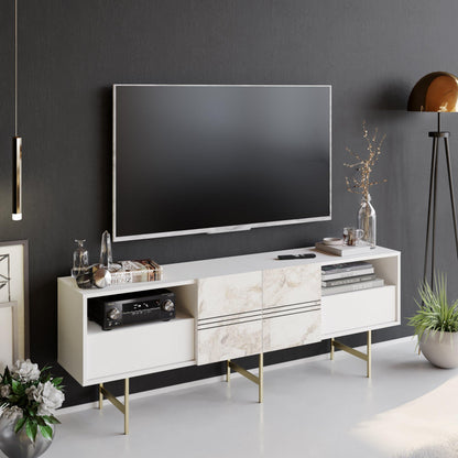 Derin 71" Media Console and TV Stand with Cabinets and Shelves for TVs up to 80"