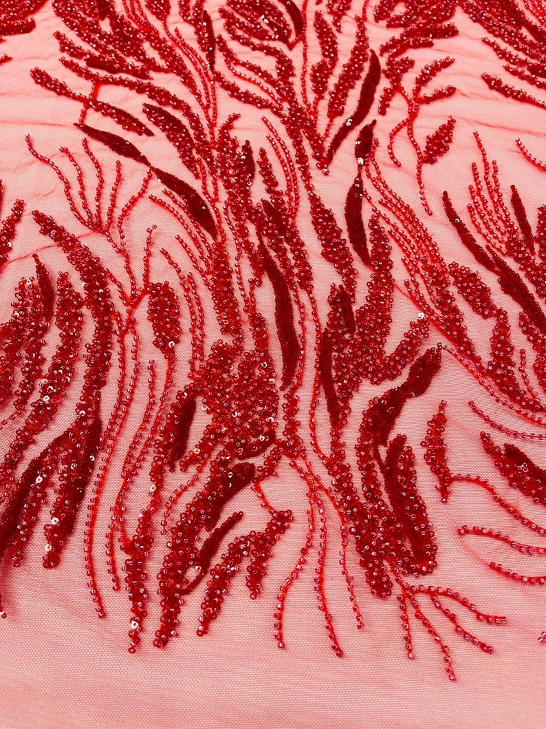 Fancy Vine Beaded Lace 54" Wide| New Creations Fabric & Foam Inc.