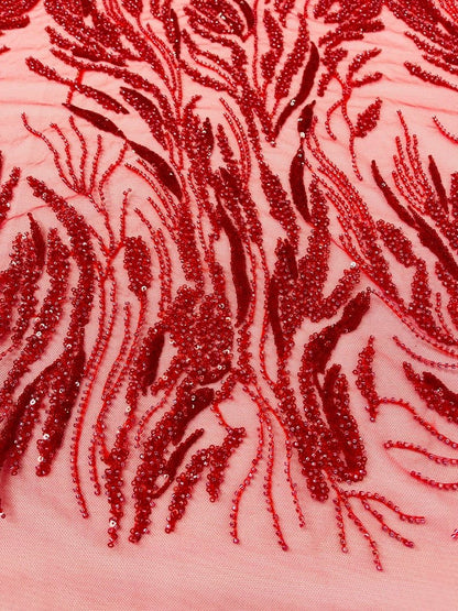 Fancy Vine Beaded Lace 54" Wide| New Creations Fabric & Foam Inc.