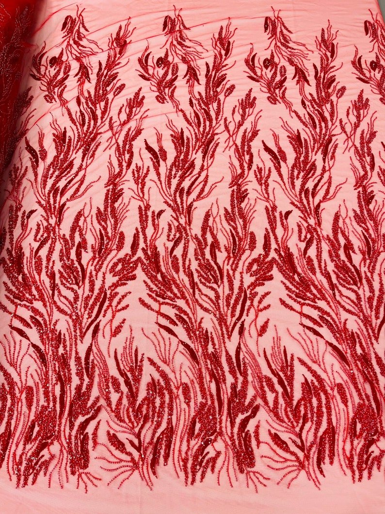 Fancy Vine Beaded Lace 54" Wide| New Creations Fabric & Foam Inc.
