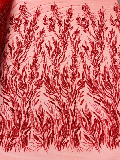 Fancy Vine Beaded Lace 54" Wide| New Creations Fabric & Foam Inc.