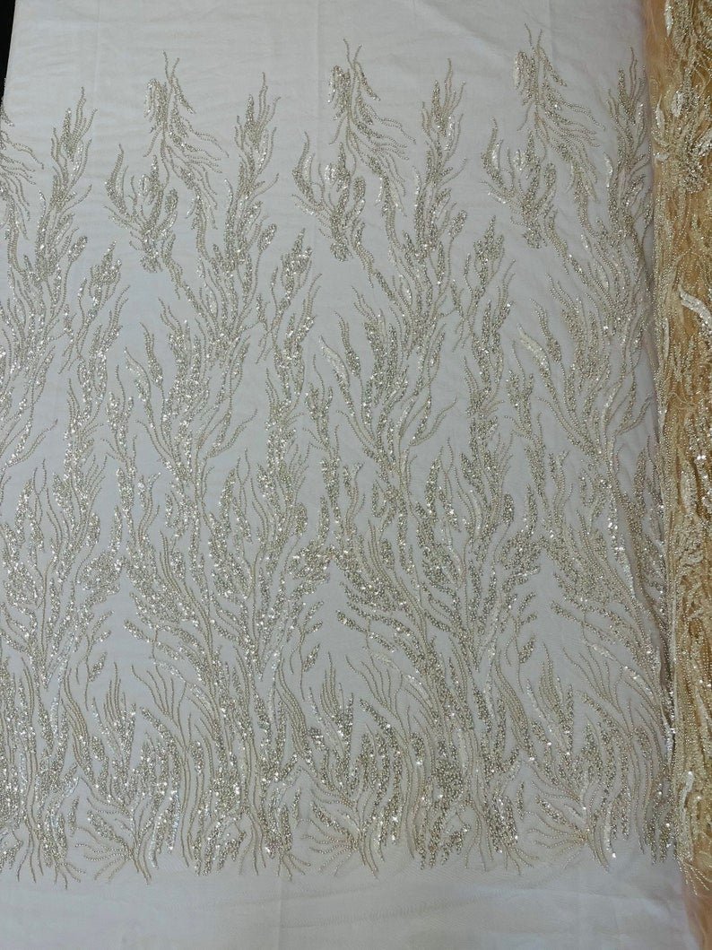 Fancy Vine Beaded Lace 54" Wide| New Creations Fabric & Foam Inc.
