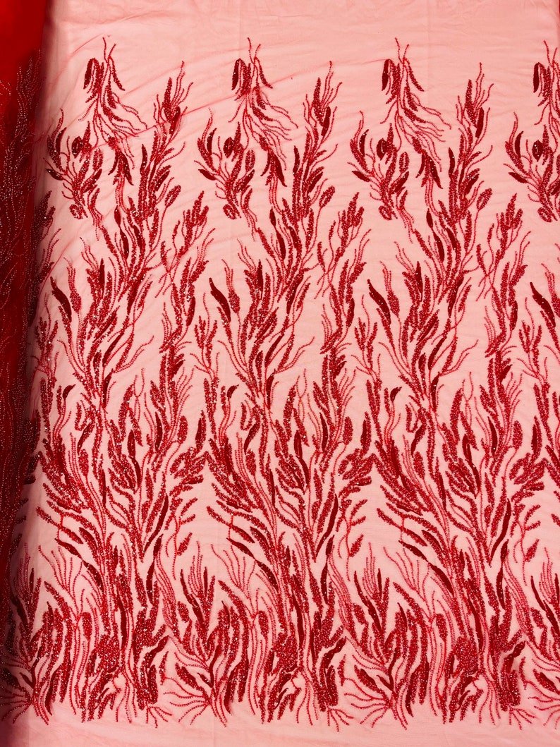 Fancy Vine Beaded Lace 54" Wide| New Creations Fabric & Foam Inc.