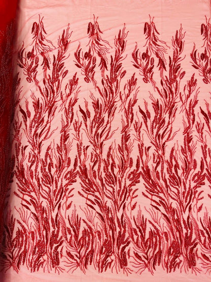 Fancy Vine Beaded Lace 54" Wide| New Creations Fabric & Foam Inc.